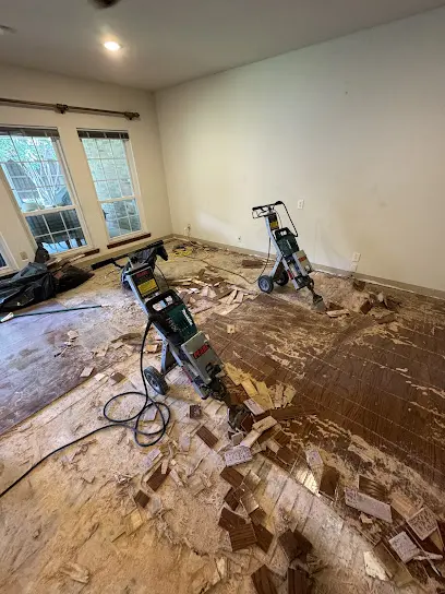 Slab leak located and dried in a kitchen in a Bedford, TX home