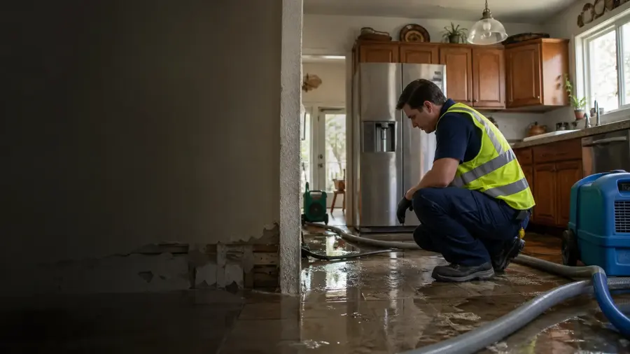Appliance supply line leak in a Bedford, TX kitchen