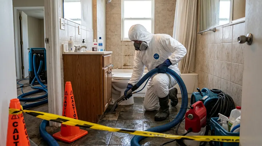 Sewage cleanup crew in a Bedford, TX home